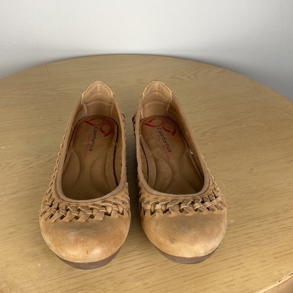 Comfortiva Marilu Woven Leather Round Toe Brown Flat Comfortable Supportive Sz 9 - Picture 2 of 8